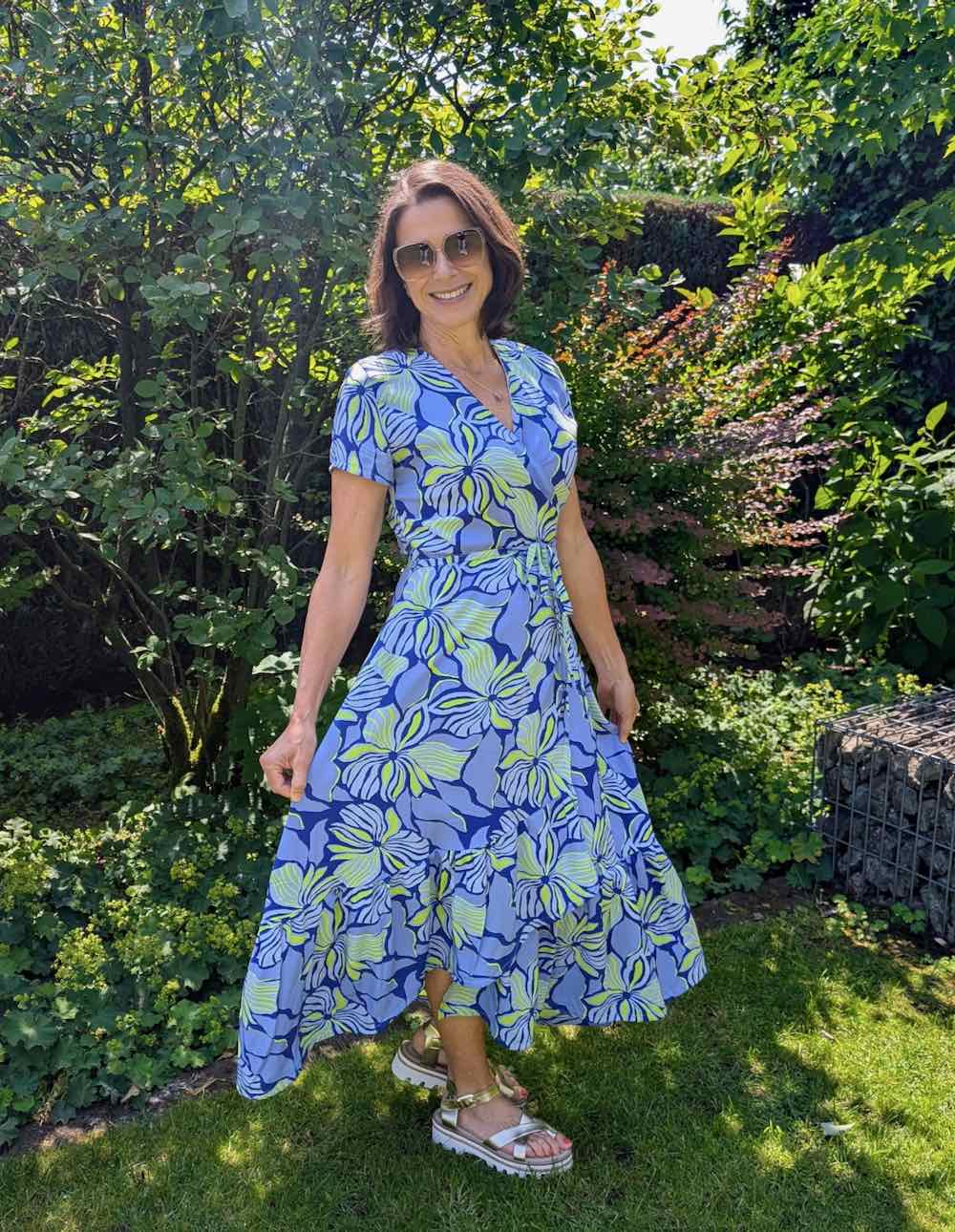 Viskose Stoff – grafische Musterung Rosa / Mandarine – Bild 4