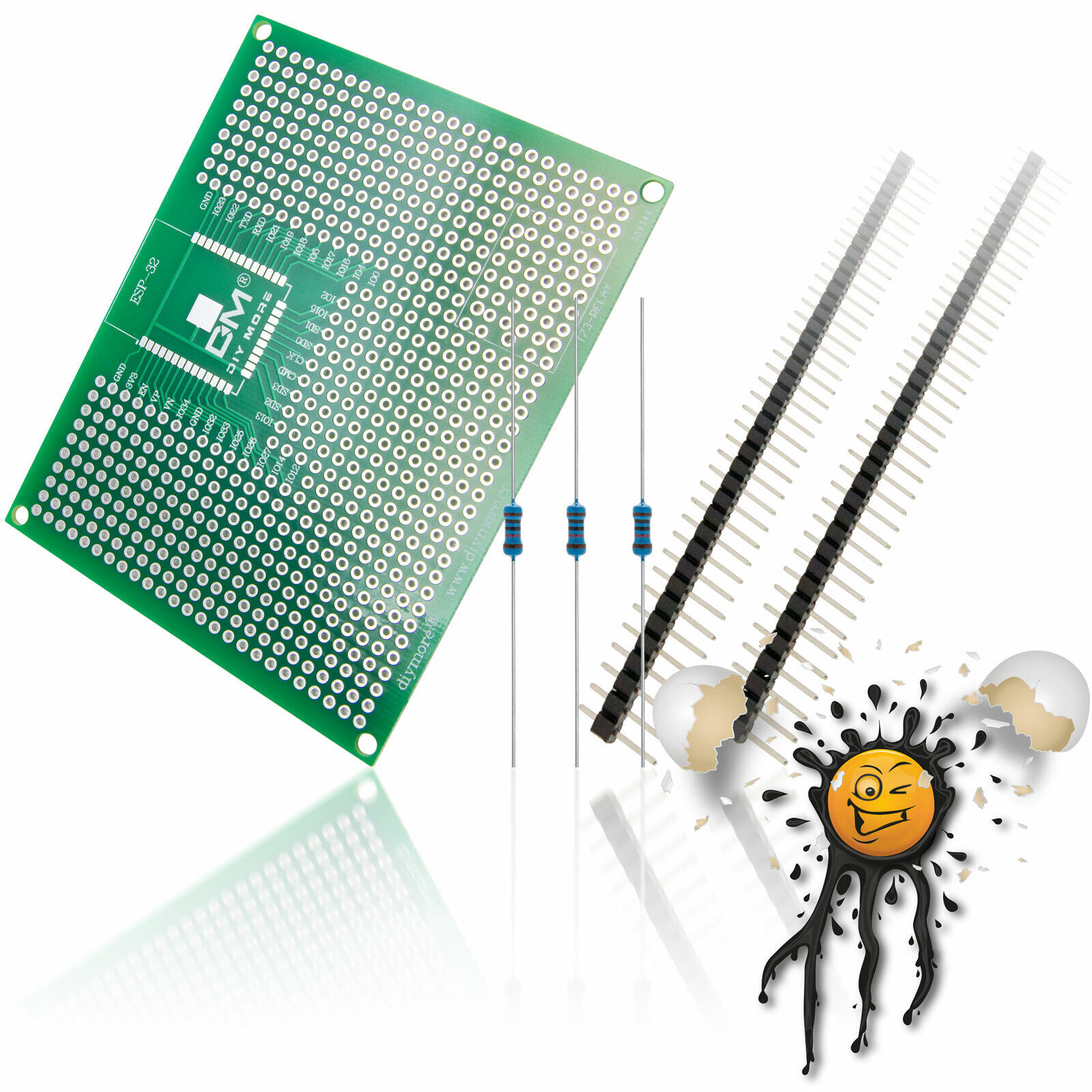 ESP32 WROOM Development Set 90×70 Dev. Board + Pins + Widerstände – Bild 6