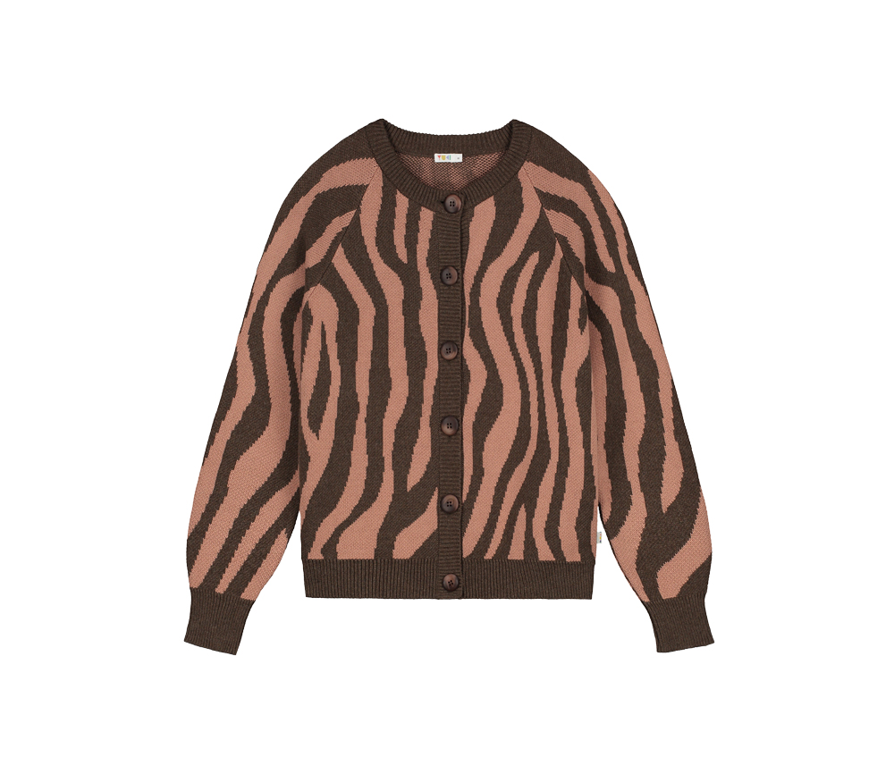 YUKI – Raglan Knitted WOMEN’S Cardigan, PINK ZEBRA, Bio Baumwolle