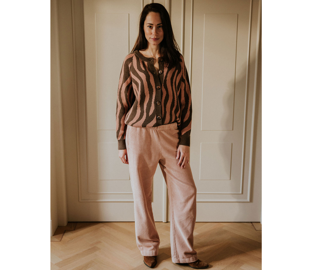 YUKI – Raglan Knitted WOMEN’S Cardigan, PINK ZEBRA, Bio Baumwolle – Bild 3