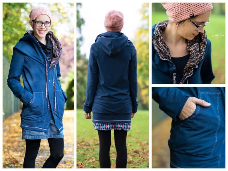 French Terry, unifarben Blau, Mittelblau, Sweatshirtstoff brushed – Bild 4