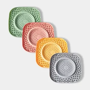 Schleckmatte mit Mulde, mit 9 Saugnäpfen, BPA-frei (grün, grau)