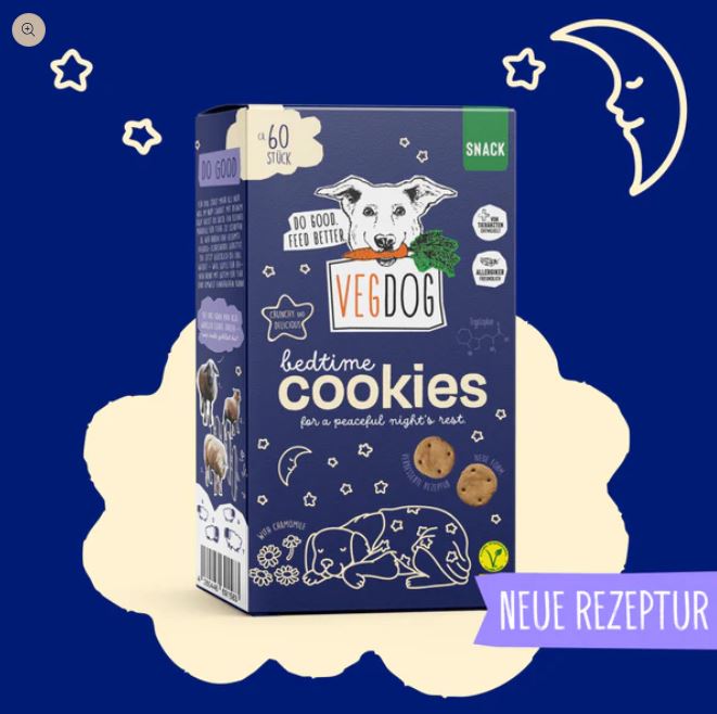 VEGDOG Bedtime Cookies, Betthupferl, ballaststoffreich, beruhigende Rezeptur mit Kamille + L-Tryptophan, 100% vegan – Bild 2