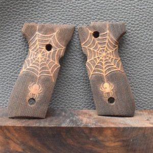 Beretta Mod.92FS, Motiv Spinnennetz mit Spinne, Walnuss, Neuware zum Sonderpreis!