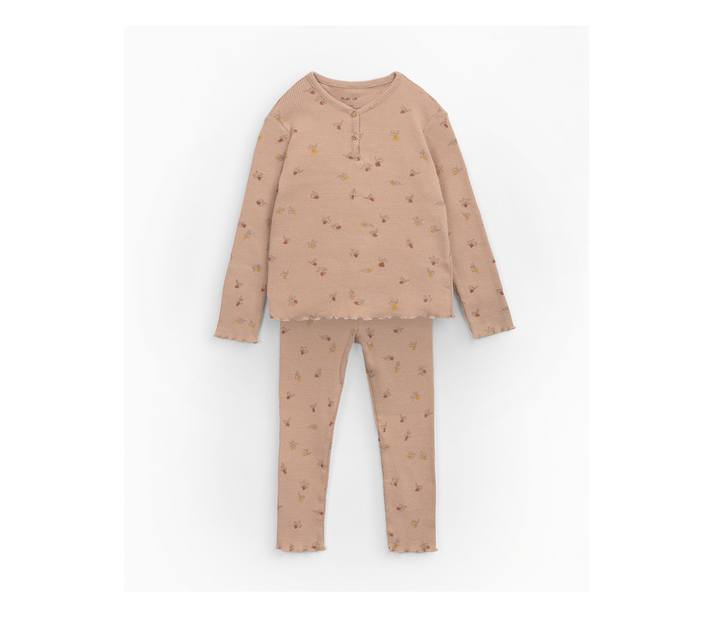 PLAY UP – Pyjama gerippt mit Glühwürmchen, Biobaumwolle – Bild 2