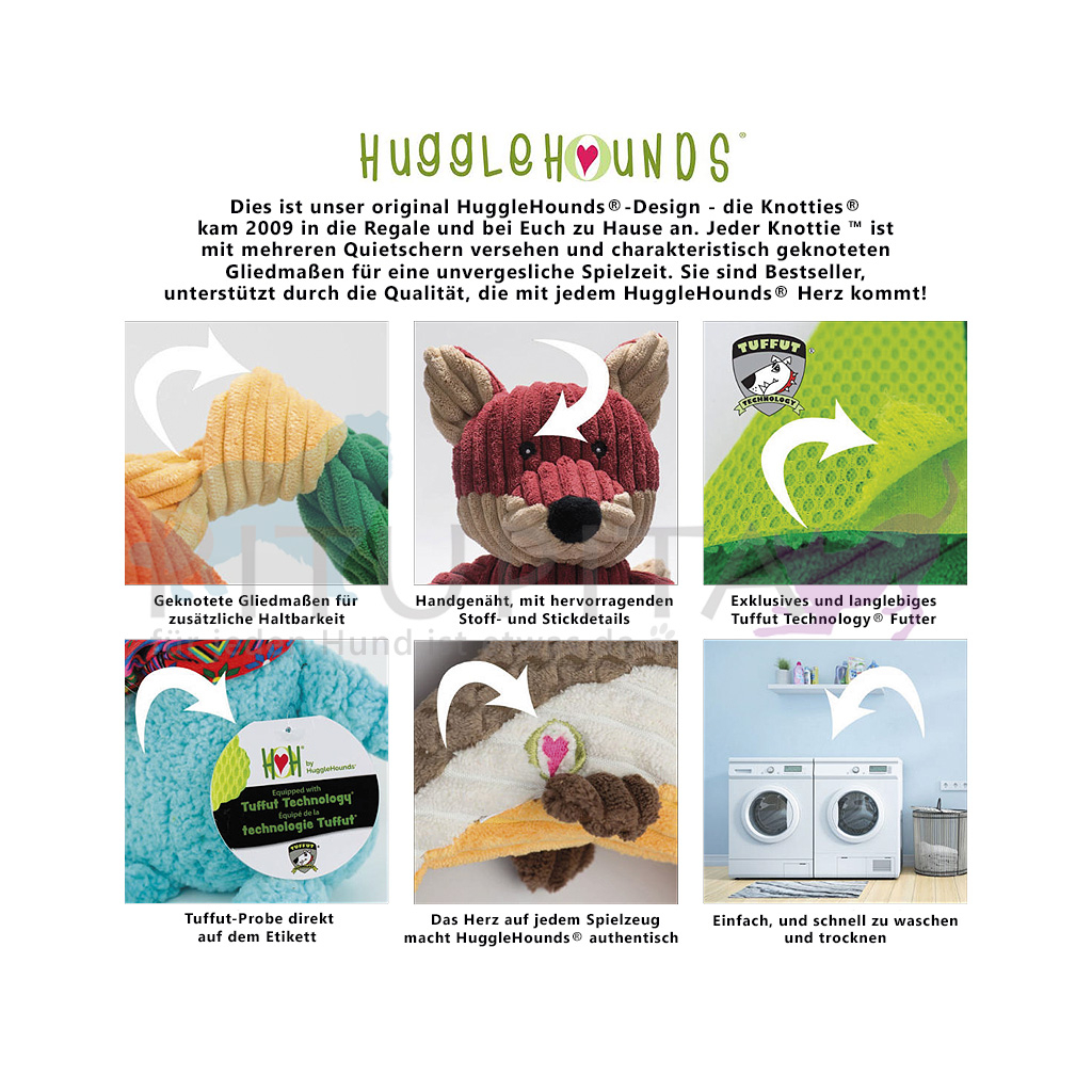 HuggleHounds Fergie Frog Knottie (Extrem beißfest – Tuffut-Technology), small, large – Bild 3