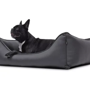 mypado Dreamer Kunstleder Hundebett, abwischbar, wasserabweisend, schmutzresistent, Made in Germany, 110x90cm, grau (orthopädische Liegefläche)
