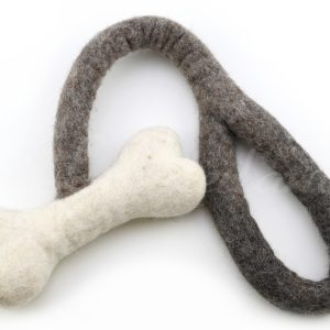 Filzzergel mit Knochen, 50 cm, langlebig (100% reine Schafwolle)