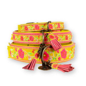 DWAM Stoff-Leder-Halsband „Lotus“ (S, L)