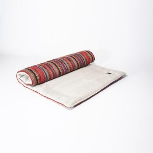 Ringhio Reisematte, zusammenrollbar, wasserabweisender Außenstoff, Innen Baumwolle, rot gestreift (M 50×70)