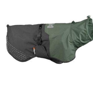 Non-stop dogwear – Fjord raincoat (wind- und wasserdicht, atmungsaktiv, Kordelzug, Reflektierende Details), dark grey/green (45, 55, 60)