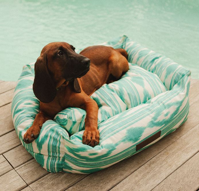 türis/weiß, wasserdichtes, Outdoorbett „Ikat Mallorca“, 40x50cm, 50x60cm – Bild 4