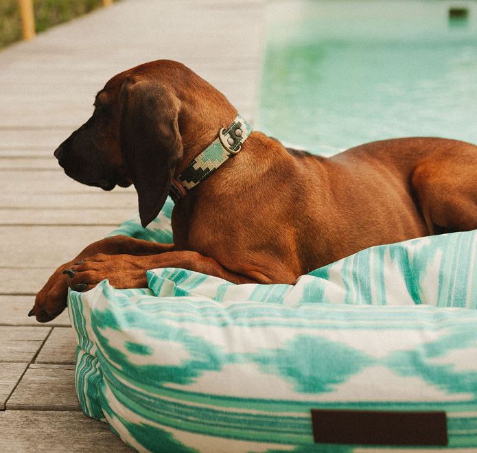 türis/weiß, wasserdichtes, Outdoorbett „Ikat Mallorca“, 40x50cm, 50x60cm – Bild 3