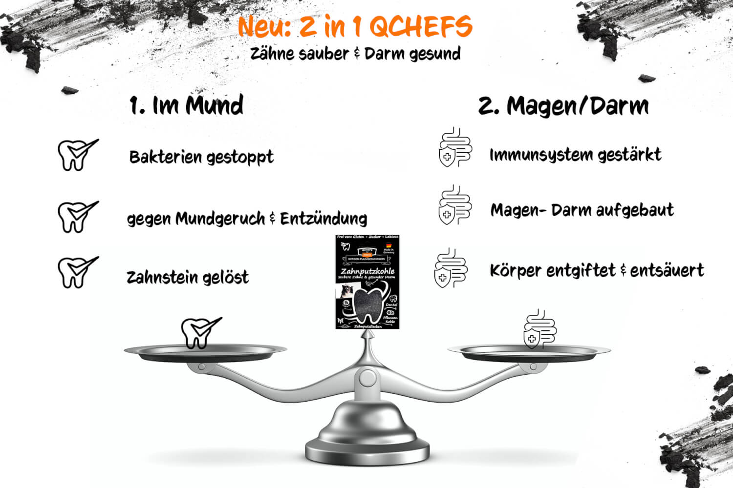 QCHEFS Zahnputzkohle (ZĂ€hne sauber & Darm gesund) â Bild 7